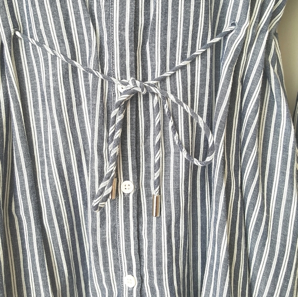 French Connection Cotton Blue White Stripe Shirtdress Jacket Small Nautical - Picture 5 of 12